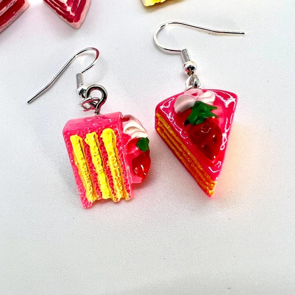 Cake Slice Earrings - Birthday Party Earrings - Birthday Cake Accessories - Picture 2 of 10